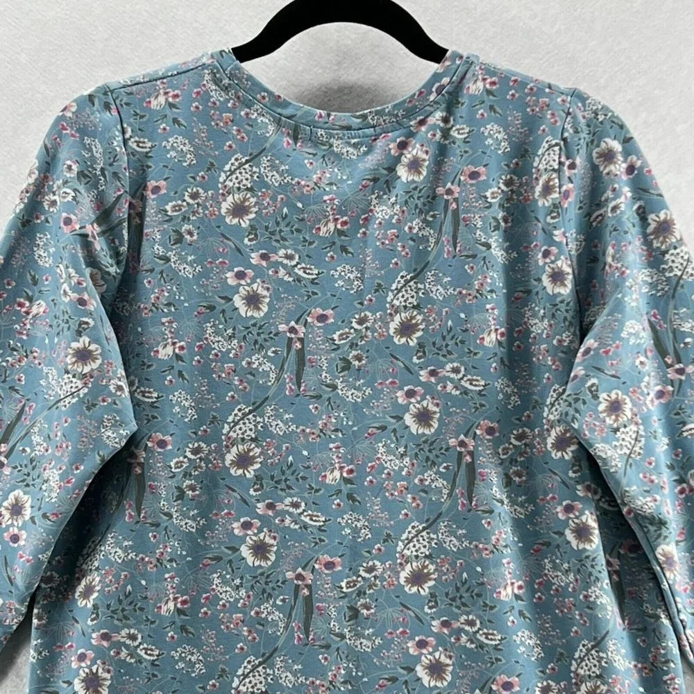 AZOR22 & ASOR SHOP Top Girls XL Floral French Terry Crewneck Long Sleeve Blue - Picture 6 of 10